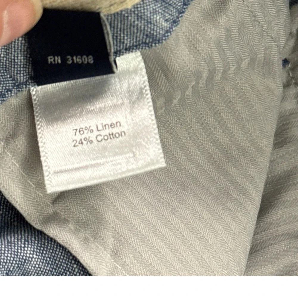 Jos. A. Bank Linen Blend Trousers Mens 40x28 Blue Tailored Fit Drawstring Waist